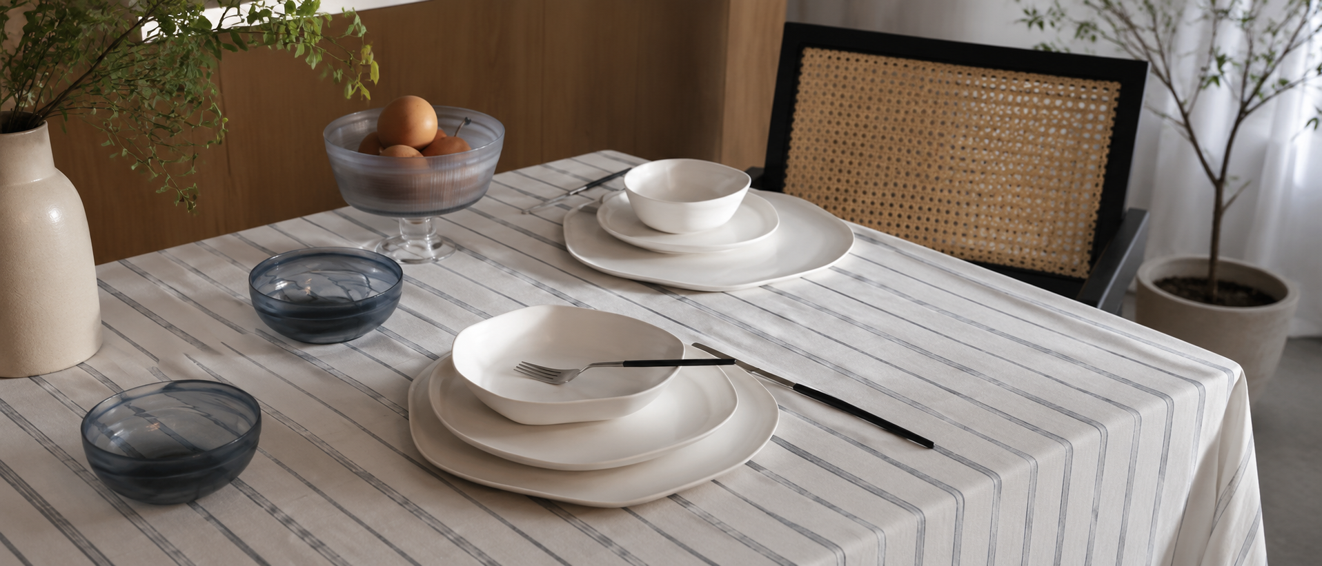 Close view of considered tableware