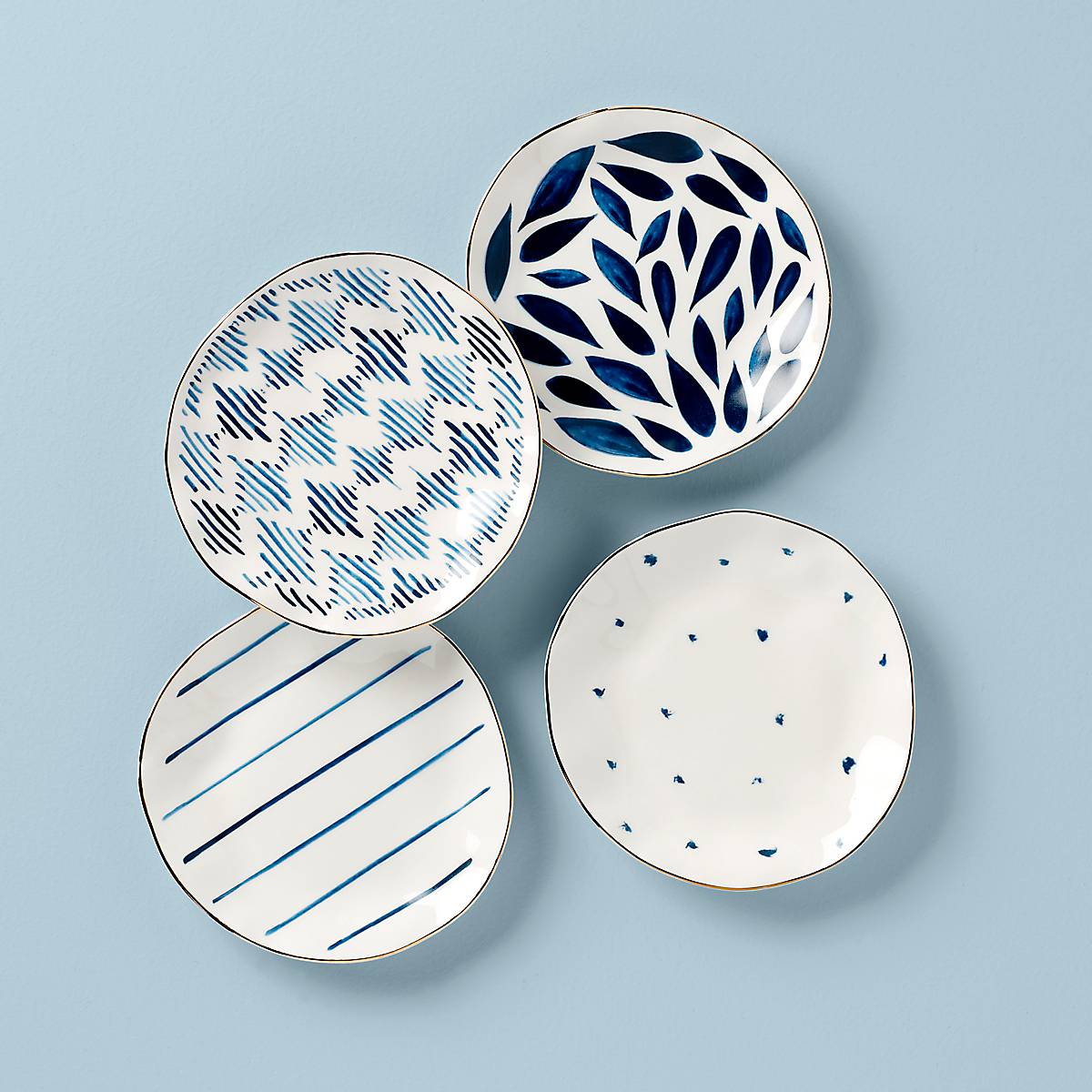 Modern Pattern Tidbit Plates, Set of 4